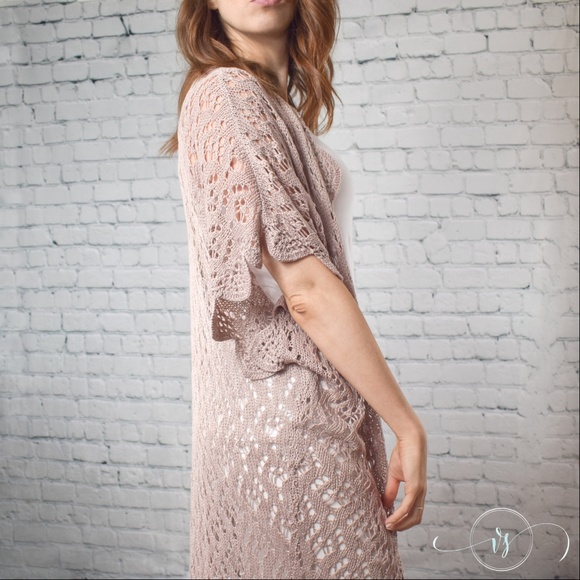 Last One ❗️ Mauve Crochet Knit Cardigan - Picture 3 of 9